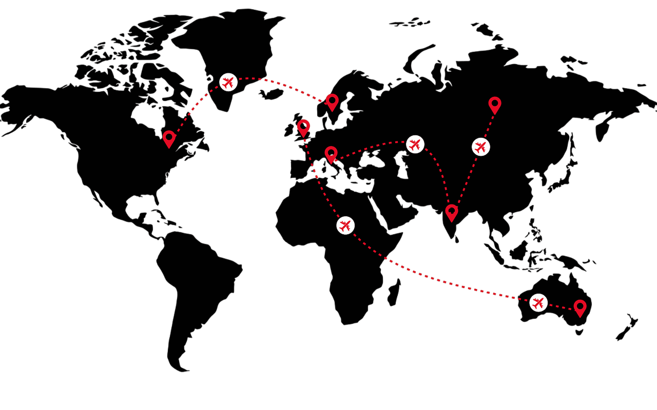 World Travel Route Map